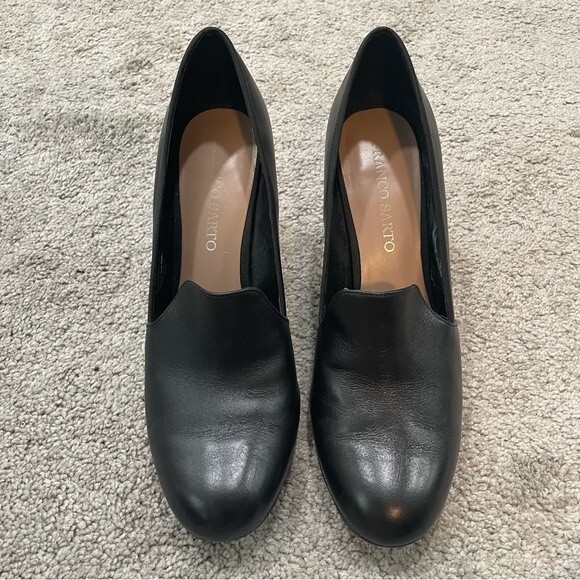 Franco Sarto Riva Black Leather Pump Heels Size 10 - Picture 2 of 11